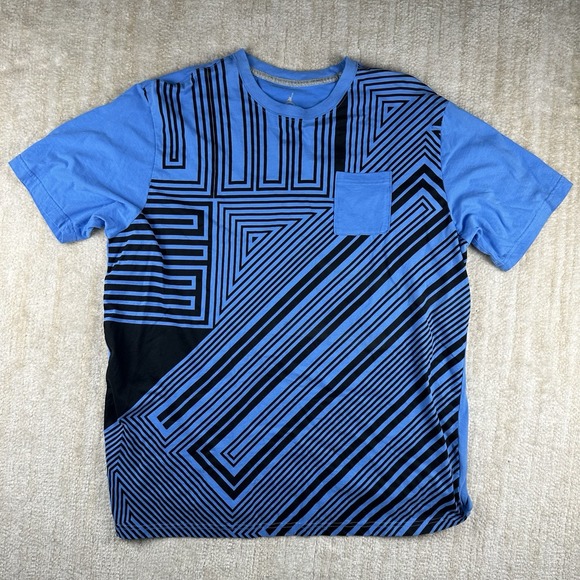 Air Jordan T-Shirt Men's XXL Blue Geometric Preppy Basketball Casual Pocket - Picture 2 of 6